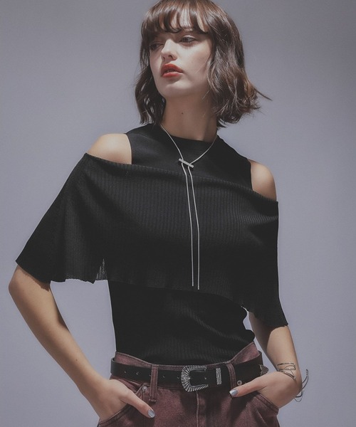 HARE（ハレ）の「オフショルレイヤーニットT(HARE)（Tシャツ/カットソー・レディース・バーガンディー/ブラック・FREE）」の16枚目の写真