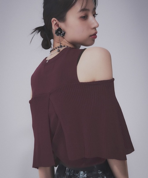 HARE（ハレ）の「オフショルレイヤーニットT(HARE)（Tシャツ/カットソー・レディース・バーガンディー/ブラック・FREE）」の17枚目の写真