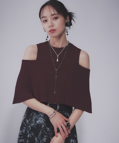 HARE（ハレ）の「オフショルレイヤーニットT(HARE)（Tシャツ/カットソー・レディース・バーガンディー/ブラック・FREE）」の18枚目の写真