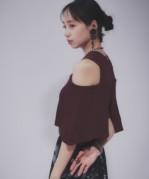 HARE（ハレ）の「オフショルレイヤーニットT(HARE)（Tシャツ/カットソー・レディース・バーガンディー/ブラック・FREE）」の19枚目の写真