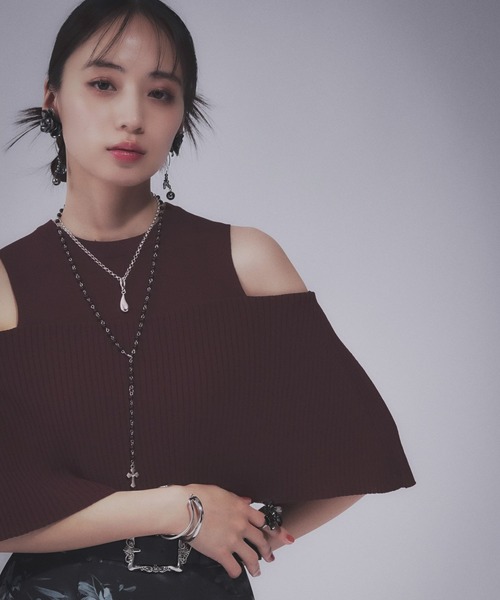 HARE（ハレ）の「オフショルレイヤーニットT(HARE)（Tシャツ/カットソー・レディース・バーガンディー/ブラック・FREE）」の20枚目の写真