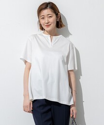 【汗じみ防止/洗える】スムースデザイン バックフレア カットソー