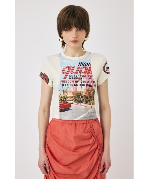 MOUSSY（マウジー）の「【EC・一部店舗限定】REMAKE PRINT TINY Tシャツ（Tシャツ/カットソー・レディース・オフホワイト/ネイビー・FREE）」の9枚目の写真