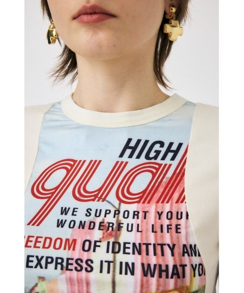 MOUSSY（マウジー）の「【EC・一部店舗限定】REMAKE PRINT TINY Tシャツ（Tシャツ/カットソー・レディース・オフホワイト/ネイビー・FREE）」の13枚目の写真