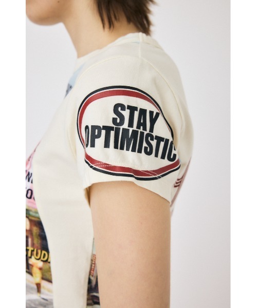 MOUSSY（マウジー）の「【EC・一部店舗限定】REMAKE PRINT TINY Tシャツ（Tシャツ/カットソー・レディース・オフホワイト/ネイビー・FREE）」の14枚目の写真