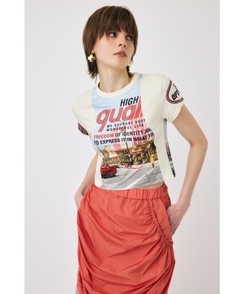MOUSSY（マウジー）の「【EC・一部店舗限定】REMAKE PRINT TINY Tシャツ（Tシャツ/カットソー・レディース・オフホワイト/ネイビー・FREE）」の22枚目の写真