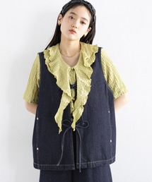 RAGEBLUE | ＜セットアップ対応＞ステッチデザイン/フロントリボンデニムベスト(ベスト)