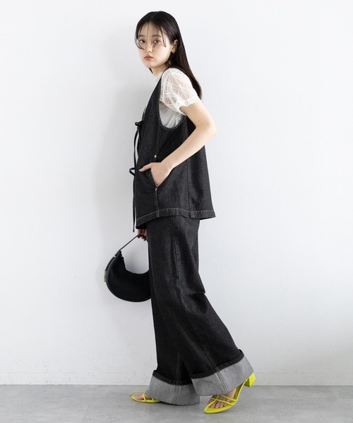 RAGEBLUE（レイジブルー）の「＜セットアップ対応＞ステッチデザイン/フロントリボンデニムベスト（ベスト・レディース・ネイビー/ブラック・FREE）」の7枚目の写真