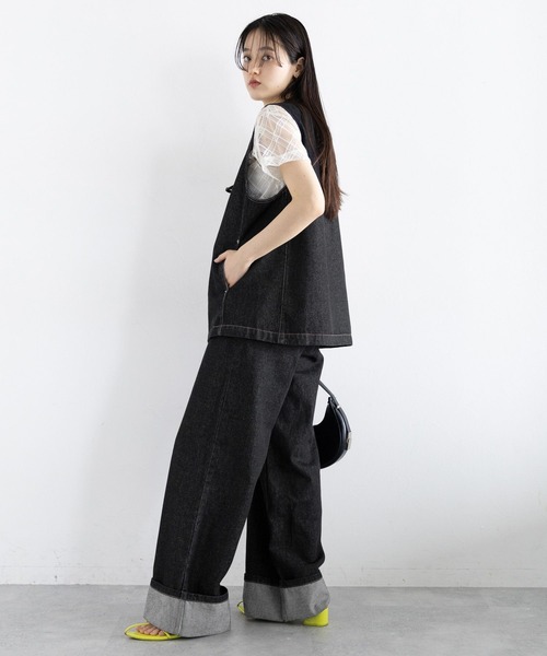 RAGEBLUE（レイジブルー）の「＜セットアップ対応＞ステッチデザイン/フロントリボンデニムベスト（ベスト・レディース・ネイビー/ブラック・FREE）」の8枚目の写真