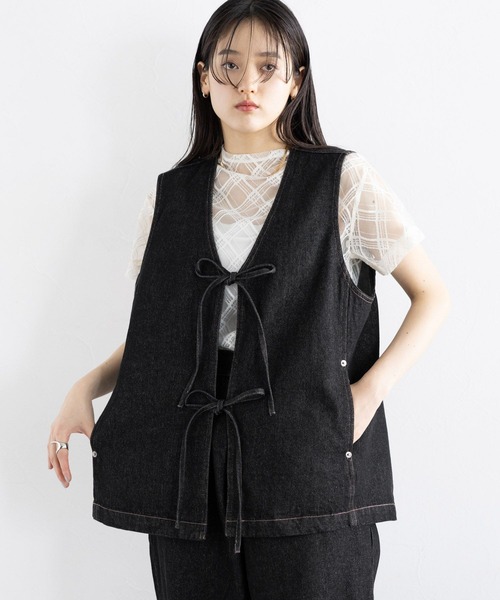 セットアップ対応＞ステッチデザイン/フロントリボンデニム