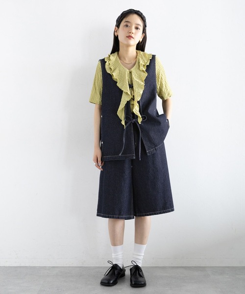 RAGEBLUE（レイジブルー）の「＜セットアップ対応＞ステッチデザイン/フロントリボンデニムベスト（ベスト・レディース・ネイビー/ブラック・FREE）」の17枚目の写真