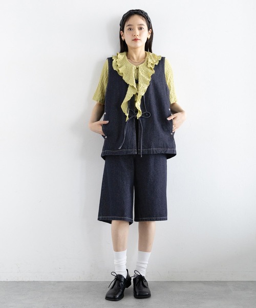 RAGEBLUE（レイジブルー）の「＜セットアップ対応＞ステッチデザイン/フロントリボンデニムベスト（ベスト・レディース・ネイビー/ブラック・FREE）」の18枚目の写真