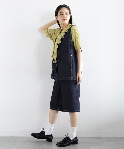 RAGEBLUE（レイジブルー）の「＜セットアップ対応＞ステッチデザイン/フロントリボンデニムベスト（ベスト・レディース・ネイビー/ブラック・FREE）」の20枚目の写真