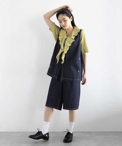 RAGEBLUE（レイジブルー）の「＜セットアップ対応＞ステッチデザイン/フロントリボンデニムベスト（ベスト・レディース・ネイビー/ブラック・FREE）」の21枚目の写真