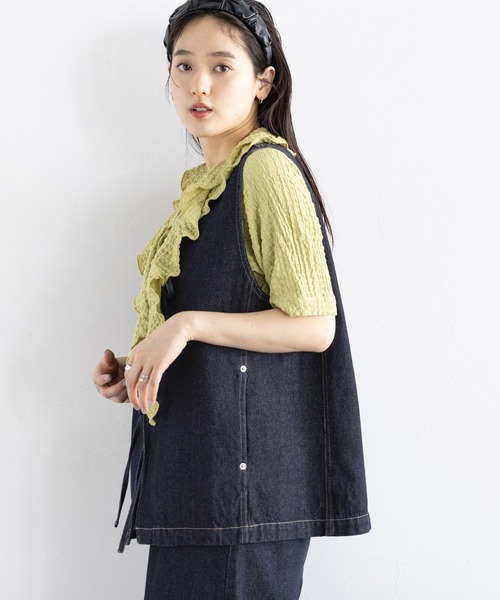 RAGEBLUE（レイジブルー）の「＜セットアップ対応＞ステッチデザイン/フロントリボンデニムベスト（ベスト・レディース・ネイビー/ブラック・FREE）」の15枚目の写真