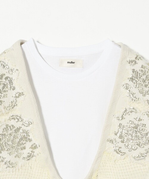 新品 未使用 トップス Tシャツ ミュラーオブヨシオクボ ホワイト 白 フリル 未使用タグ付き✨ 25SSミュラーオブヨシオクボ GLARE T-SHIRTS