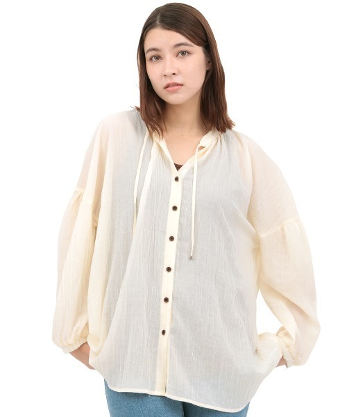 チチカカ(チチカカ)の「袖ボリュームシアーブラウス(シャツ/ブラウス・レディース・ベージュ/その他1/グリーン・FREE)」の9枚目の写真