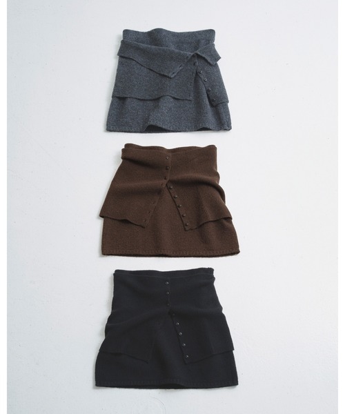 スカート TODAYFUL Layered Knit Skirt(BLACK) Layered Knit Skirt（スカート）｜TODAYFUL（トゥデイフル）の