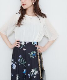 半袖プリーツシアーブラウス