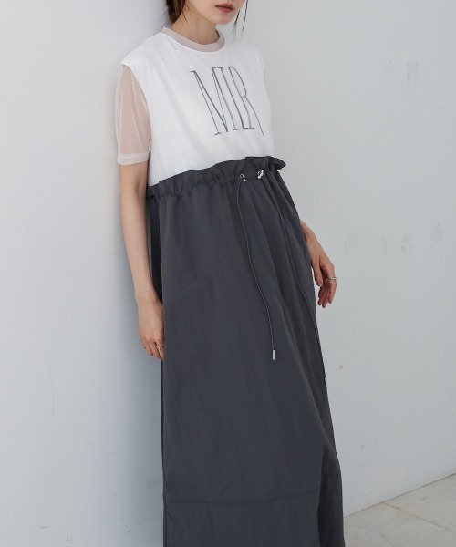 Bab(バブ)の「【低身長向けサイズあり】チュールレイヤードウエストドロストワンピース(ワンピース・レディース・モカ/チャコールグレー/ブラック・S/M)」の5枚目の写真