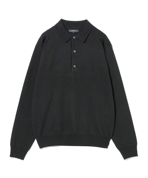 B:MING by BEAMS（ビーミングバイビームス）の「14ゲージ ニット ポロシャツ（ポロシャツ・メンズ・ブラック/チャコールグレー・SMALL/MEDIUM/LARGE）」の2枚目の写真