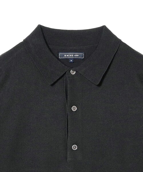 B:MING by BEAMS（ビーミングバイビームス）の「14ゲージ ニット ポロシャツ（ポロシャツ・メンズ・ブラック/チャコールグレー・SMALL/MEDIUM/LARGE）」の3枚目の写真