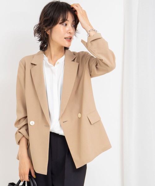 NOLLEY’S（ノーリーズ）の「ウォッシャブルエコボイルテーラードジャケット（テーラードジャケット・レディース・キャメル/ネイビー・36/38）」の5枚目の写真