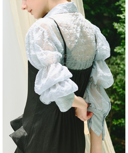 loin nuit（ロワンニュイ）の「sheer plaid ribbon shirt / シアー