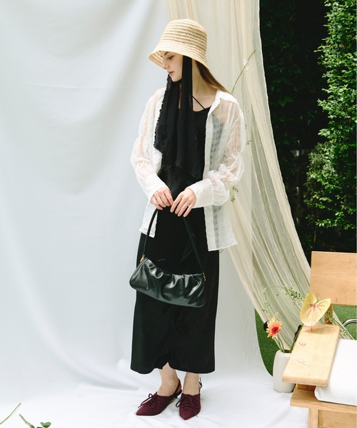 loin nuit（ロワンニュイ）の「sheer plaid ribbon shirt / シアー