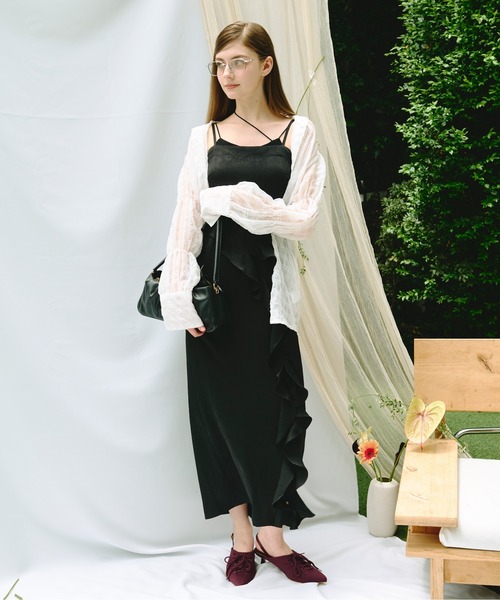loin nuit（ロワンニュイ）の「sheer plaid ribbon shirt / シアー