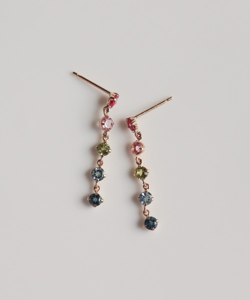 マルチカラー ストーン ピアス | K10YG（ピアス（両耳用））｜cui-cui