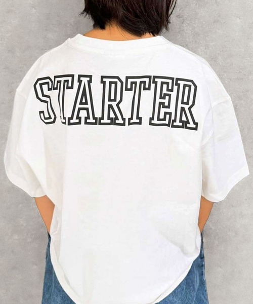 STARTER（スターター）の「STARTER /スターター ワンポイントロゴ&バックプリントオーバーサイズTシャツ 半袖 コットン100% キッズ（Tシャツ/カットソー・キッズ・パープル/チャコール/ブラック系/オレンジ/ネイビー/グリーン系/オフホワイト/杢グレー/ダークグリーン/グレー系/ホワイト系3/ブラック系2/ブラック/ホワイト系/ホワイト系2/グレー系2・110/120/130/140/150/160）」の2枚目の写真