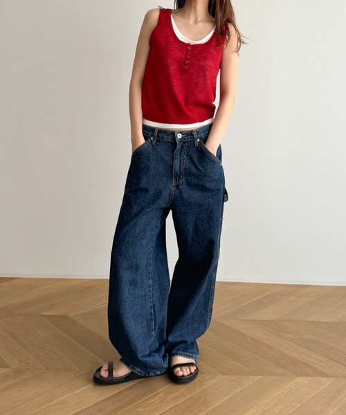 CANAL JEAN（キャナルジーン）の「El mar　レイヤードニットタンク（タンクトップ・レディース・ブラック/ホワイト/レッド・ONE SIZE）」の6枚目の写真