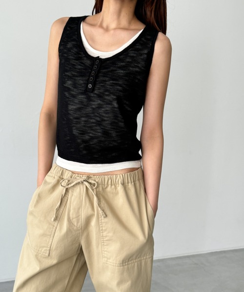 CANAL JEAN（キャナルジーン）の「El mar　レイヤードニットタンク（タンクトップ・レディース・ブラック/ホワイト/レッド・ONE SIZE）」の10枚目の写真