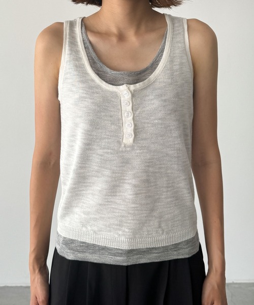 CANAL JEAN（キャナルジーン）の「El mar　レイヤードニットタンク（タンクトップ・レディース・ブラック/ホワイト/レッド・ONE SIZE）」の13枚目の写真