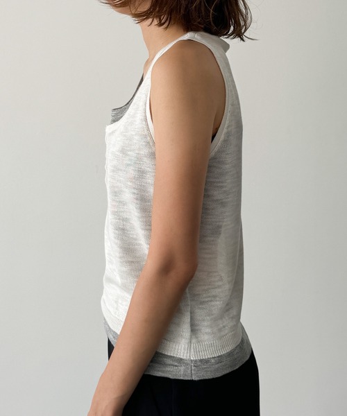 CANAL JEAN（キャナルジーン）の「El mar　レイヤードニットタンク（タンクトップ・レディース・ブラック/ホワイト/レッド・ONE SIZE）」の14枚目の写真