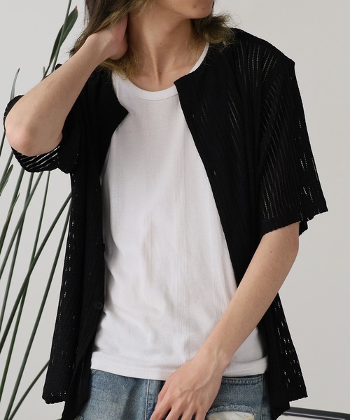 ROOPTOKYO（ループトウキョウ）の「半袖メッシュノーカラーシャツ（シャツ/ブラウス・メンズ・ホワイト/ブラック・L/M）」の13枚目の写真