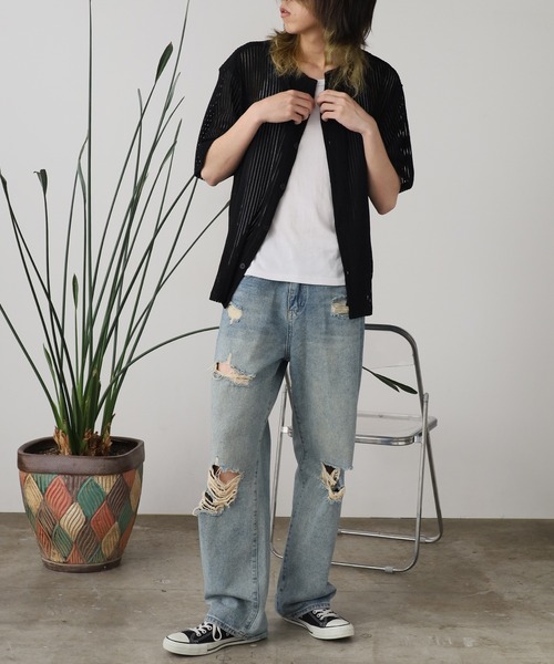 ROOPTOKYO（ループトウキョウ）の「半袖メッシュノーカラーシャツ（シャツ/ブラウス・メンズ・ホワイト/ブラック・L/M）」の11枚目の写真