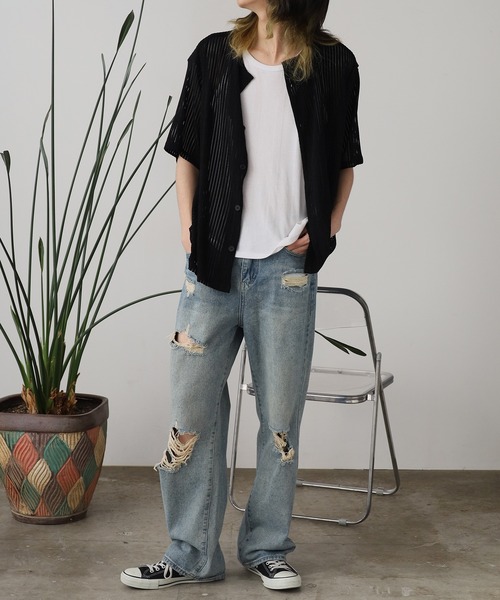 ROOPTOKYO（ループトウキョウ）の「半袖メッシュノーカラーシャツ（シャツ/ブラウス・メンズ・ホワイト/ブラック・L/M）」の10枚目の写真