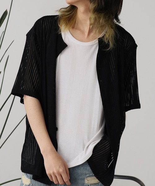 ROOPTOKYO（ループトウキョウ）の「半袖メッシュノーカラーシャツ（シャツ/ブラウス・メンズ・ホワイト/ブラック・L/M）」の4枚目の写真