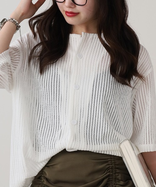 ROOPTOKYO（ループトウキョウ）の「半袖メッシュノーカラーシャツ（シャツ/ブラウス・メンズ・ホワイト/ブラック・L/M）」の3枚目の写真