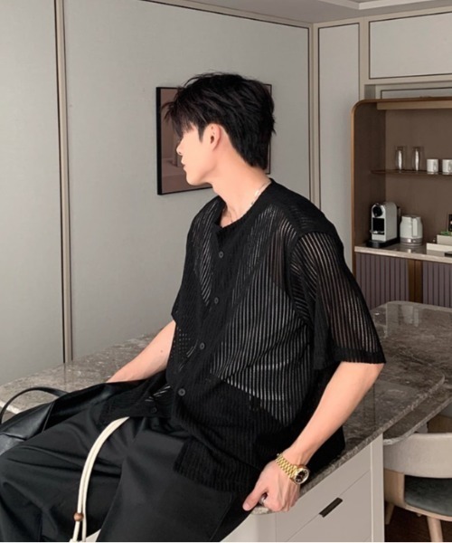 ROOPTOKYO（ループトウキョウ）の「半袖メッシュノーカラーシャツ（シャツ/ブラウス・メンズ・ホワイト/ブラック・L/M）」の22枚目の写真