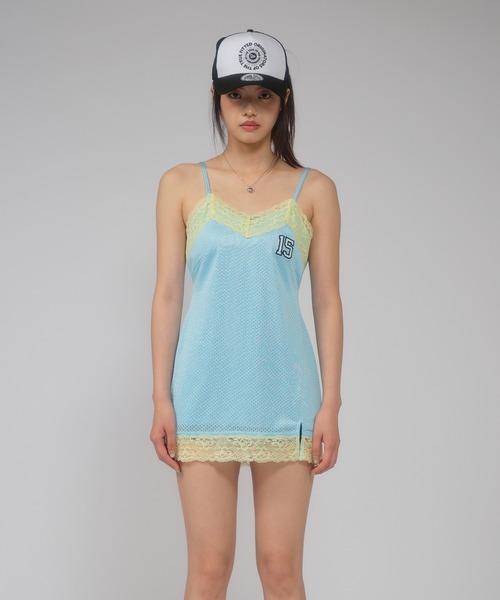 ACLENT(アクレント)の「レーストリムメッシュミニドレス(ワンピース・レディース・ブルー/ブラック/マルチ・SMALL/MEDIUM)」の17枚目の写真