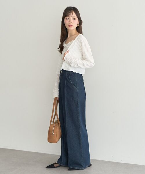 earth music&ecology（アースミュージックアンドエコロジー）の「SET2点メローボレロ＋フリルキャミソール（カーディガン/ボレロ・レディース・オフホワイト/ピンク/ネイビー・FREE）」の4枚目の写真