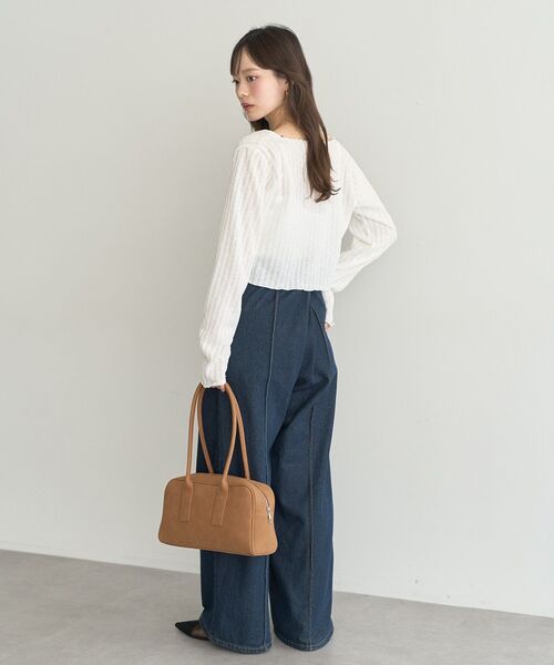 earth music&ecology（アースミュージックアンドエコロジー）の「SET2点メローボレロ＋フリルキャミソール（カーディガン/ボレロ・レディース・オフホワイト/ピンク/ネイビー・FREE）」の5枚目の写真