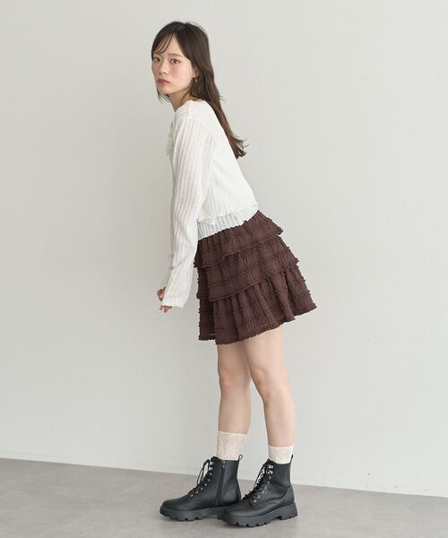 earth music&ecology（アースミュージックアンドエコロジー）の「SET2点メローボレロ＋フリルキャミソール（カーディガン/ボレロ・レディース・オフホワイト/ピンク/ネイビー・FREE）」の11枚目の写真