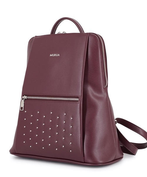 MURUA（ムルーア）の「MURUA(ムルーア)スクエアリュック MR-B1376 スタッズ（バックパック/リュック・レディース・ベージュ/ブラック/ワイン・FREE）」の15枚目の写真