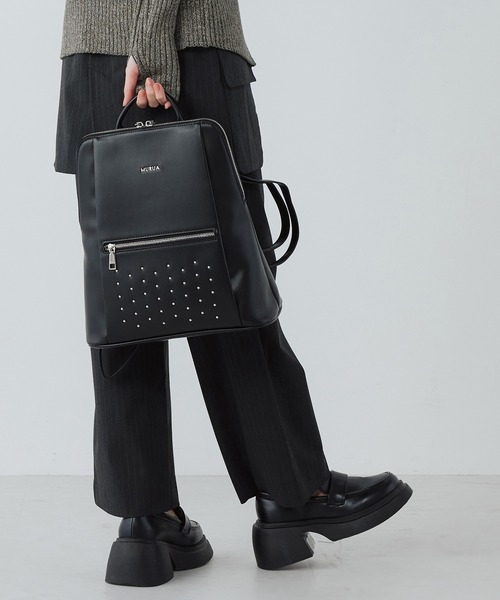 MURUA（ムルーア）の「MURUA(ムルーア)スクエアリュック MR-B1376 スタッズ（バックパック/リュック・レディース・ベージュ/ブラック/ワイン・FREE）」の20枚目の写真