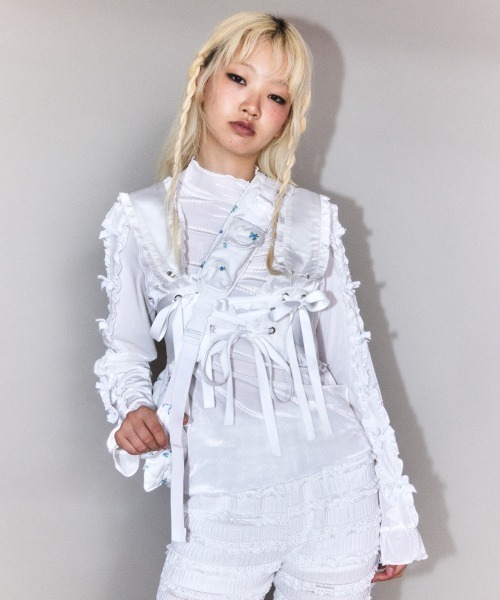 CANDY STRIPPER フリルリボン長袖トップス RIBBON TULLE BLOUSE | Candy Stripper（キャンディ
