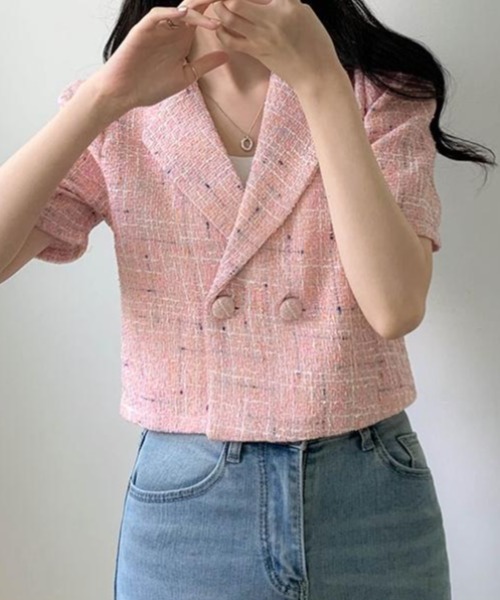 FAVORITO（ファヴォリート）の「ショート半袖ジャケット（その他アウター・レディース・ベージュ/ピンク/ブルー・F）」の11枚目の写真